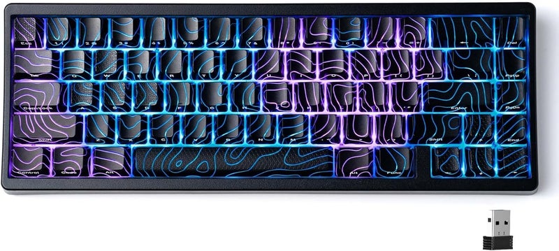 HITIME x XVX M67 60% Percent Keyboard Wireless, QMK/VIA Topographic Gaming Keyboard, Tri-Mode Thocky Creamy Mechanical Key Board, Hot Swappable Mount RGB IMD Tech for Win/Mac, Black - Image 1